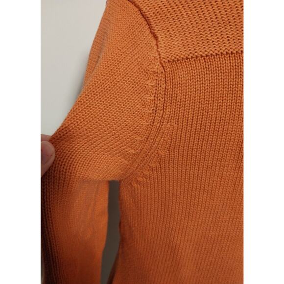 Autumn Burnt Orange Sweater Size L Preppy, Fall, Classy Cowl Collar Academic 🍁 - Picture 7 of 13